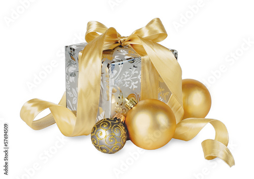gifts box with Christmas ba...