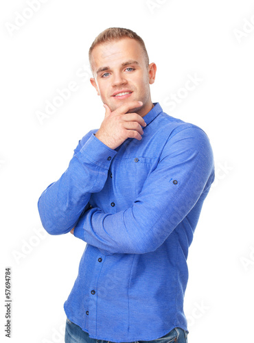 young man wearing a blue shirt