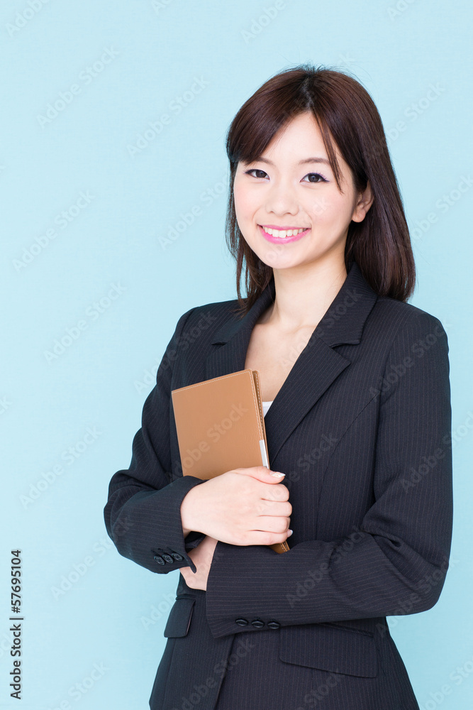 asian businesswoman on blue background asian businesswoman on blue background