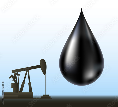 Black oil drop and drill silhouette