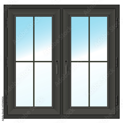dark closed double window. Vector illustration. © petrrgoskov