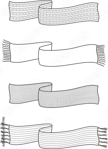 Vector illustration of knitted scarfs