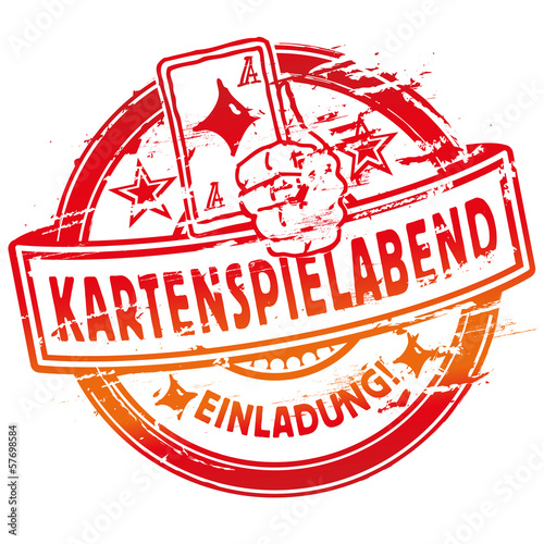 Stempel Kartenspielabend, Spielkarten und Spiel mit Karo