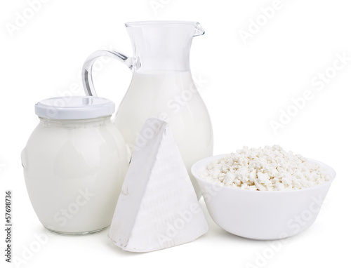 dairy products isolated on white