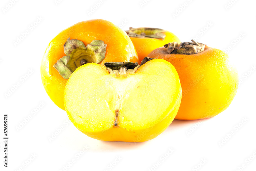 persimmon fruit on white background