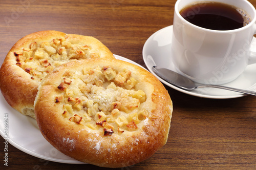 Round bun and cup of coffee