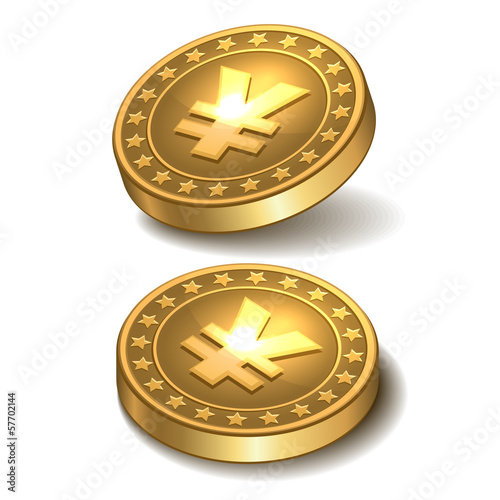 Gold coin with yen sign.