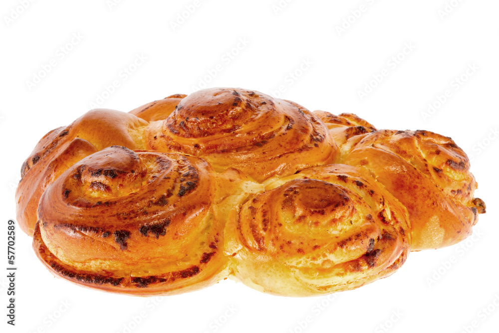 sweet tasty sweet bun on a white background sweet tasty sweet bun on a white background