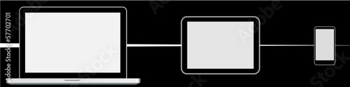 ordinateur,tablette,smartphone sur fond noir