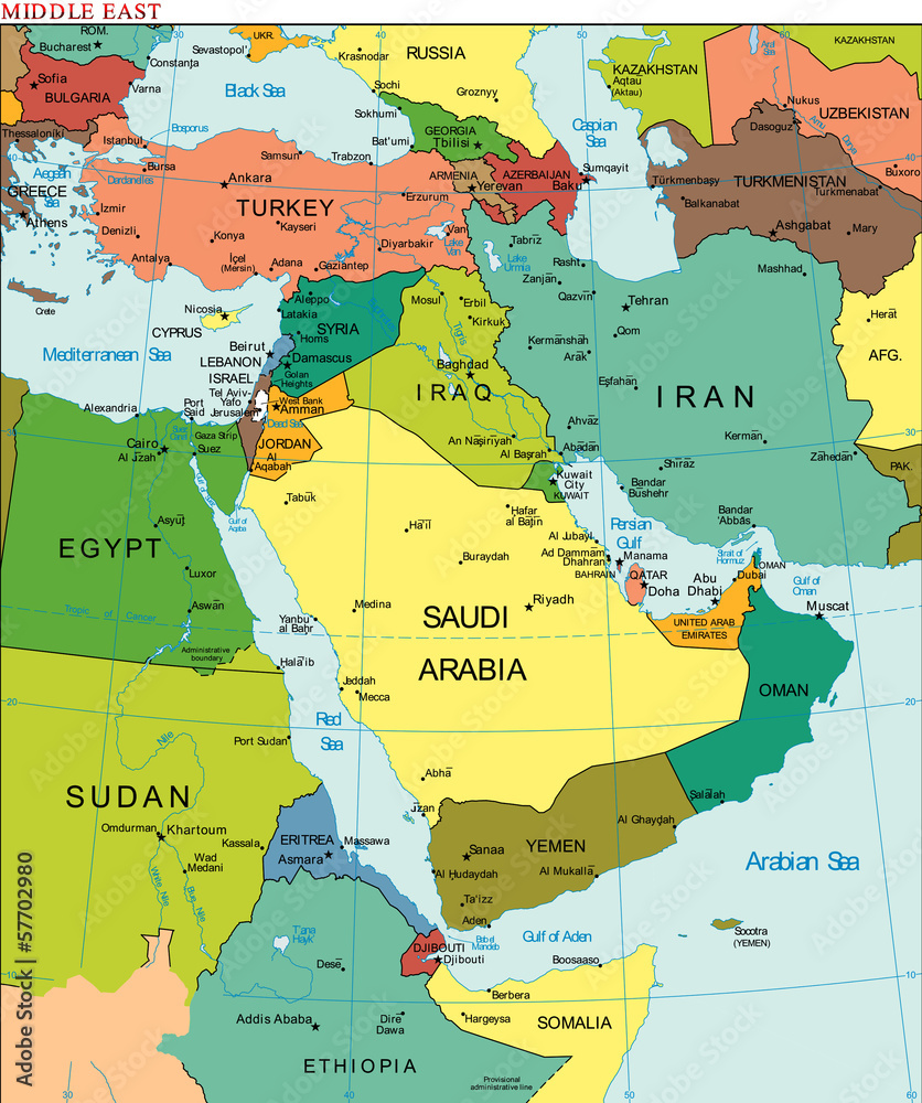 middle east on world map