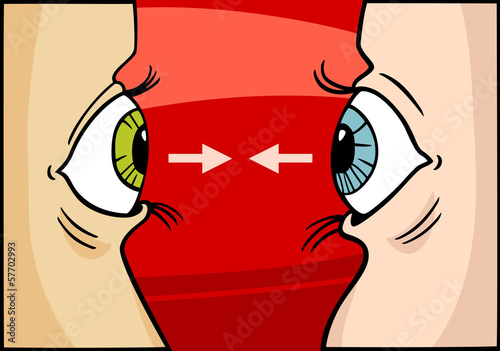 staring contest cartoon illustration