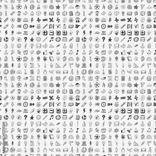 seamless doodle back to school element pattern background