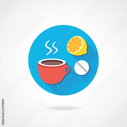 Vector Tea Lemon and Pill Icon