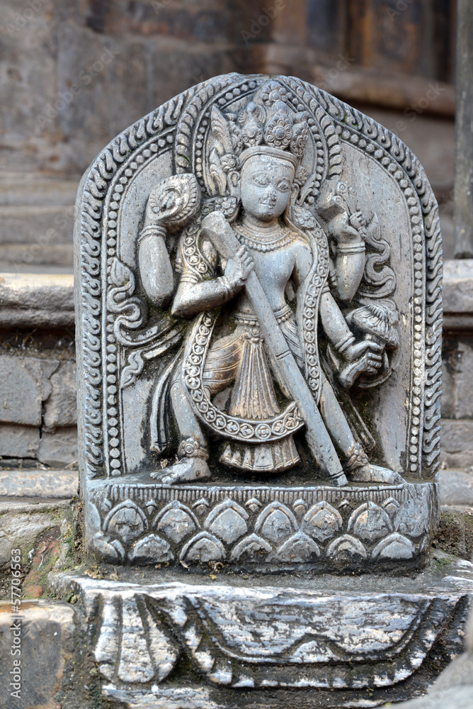 Stone relief, sculpture of Shiva. Kathmandu, Nepal