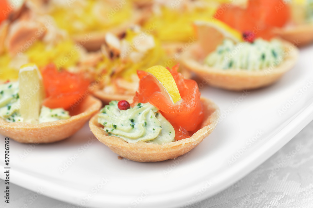 tartlets with  salmon