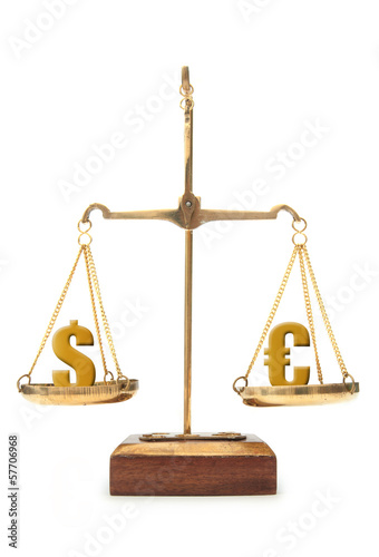Currency value dollar and euro