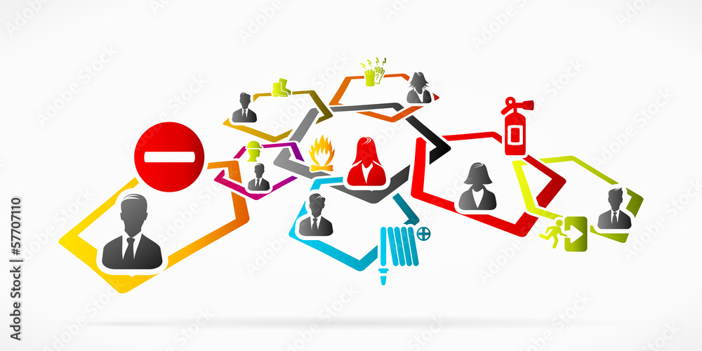 Abstract safety concept with geometric network grid Abstract safety concept with geometric network grid