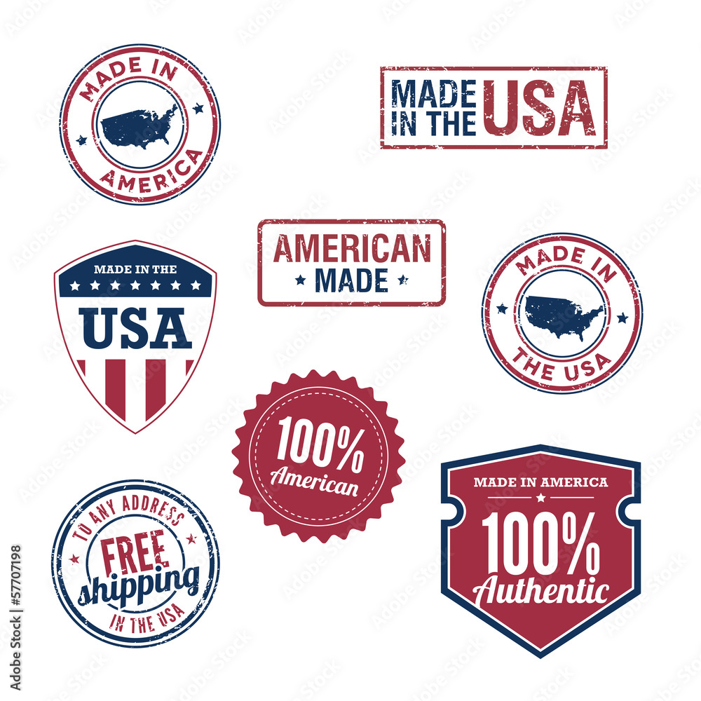 USA stamps and badges