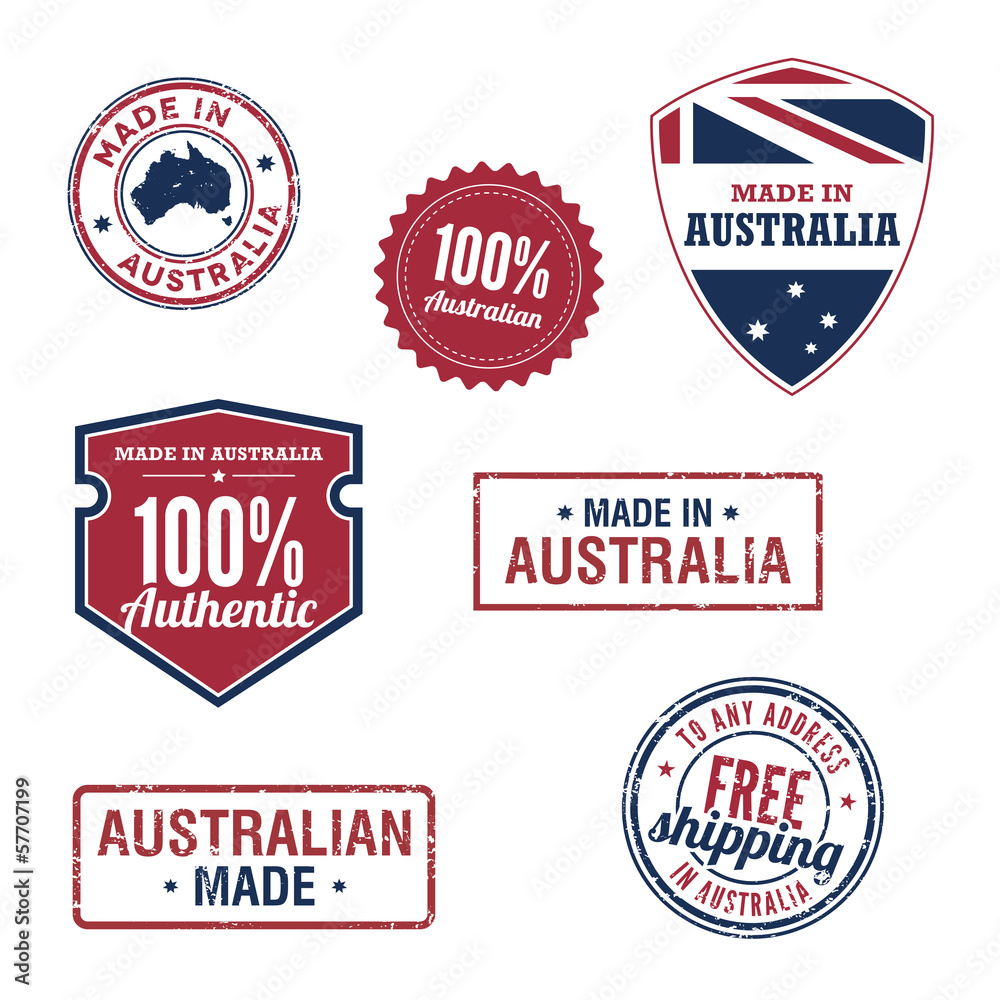 Australian stamps and badges