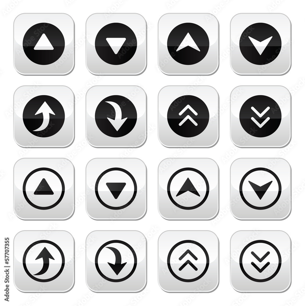 Up and down arrows vector buttons set