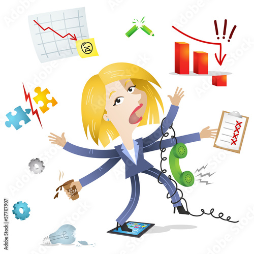 Businesswoman, losing control, multitasking, busy