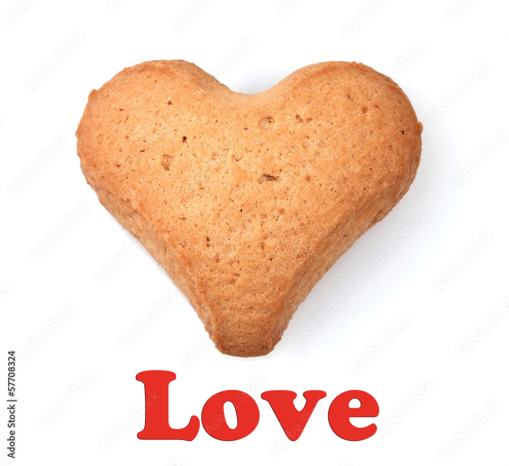 Heart-shaped cookie isolated on white Heart-shaped cookie isolated on white