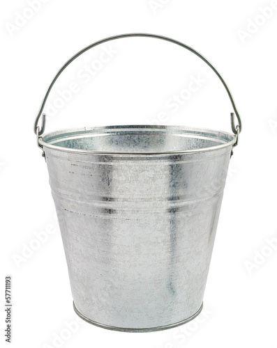 The empty zinced bucket isolated on white background