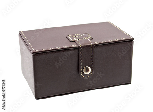 Leather box for cosmetic or jewelery isolated