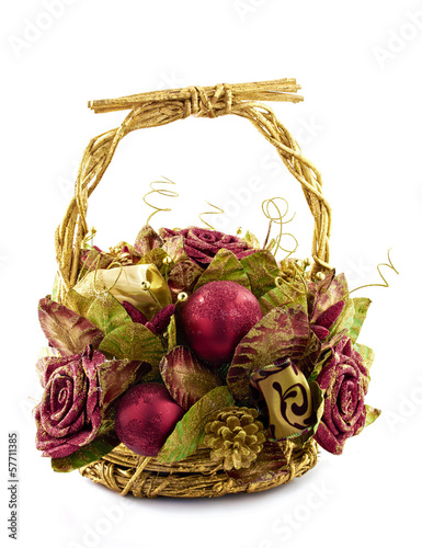 Christmas basket isolated on white background