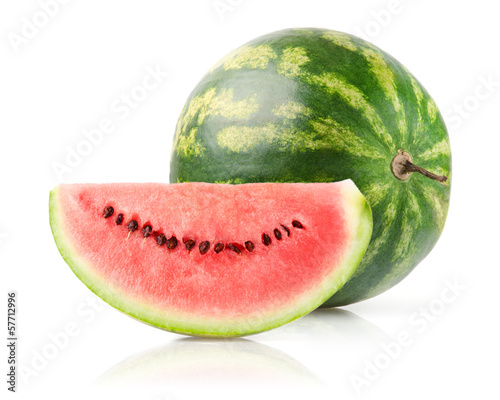 Watermelon and Slice Isolated on White Background