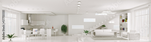 Interior of white apartment panorama 3d render #57713330