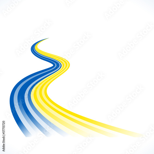 Abstract Ukrainian waving flag isolated on white background