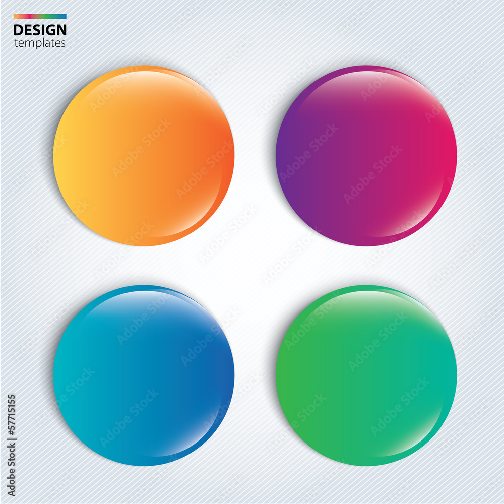 Four colorful glossy badge. vector
