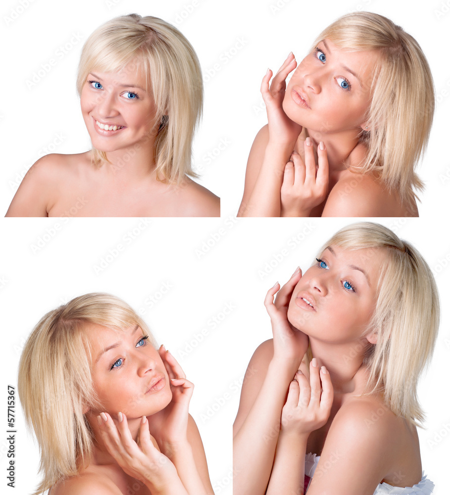 Beauty set with young lady with blond hair Beauty set with young lady with blond hair