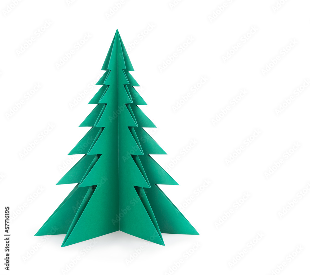 Green paper tree on a white background. Clipping patch Green paper tree on a white background. Clipping patch