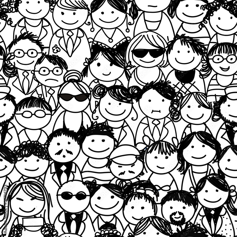 Seamless pattern with people crowd for your design Seamless pattern with people crowd for your design