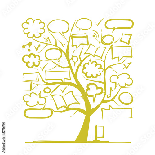 Sketch of tree with arrows and frames for your design