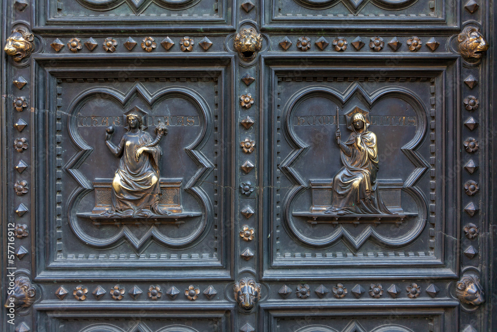 Detail of Baptistery bronze door, Florence Detail of Baptistery bronze door, Florence