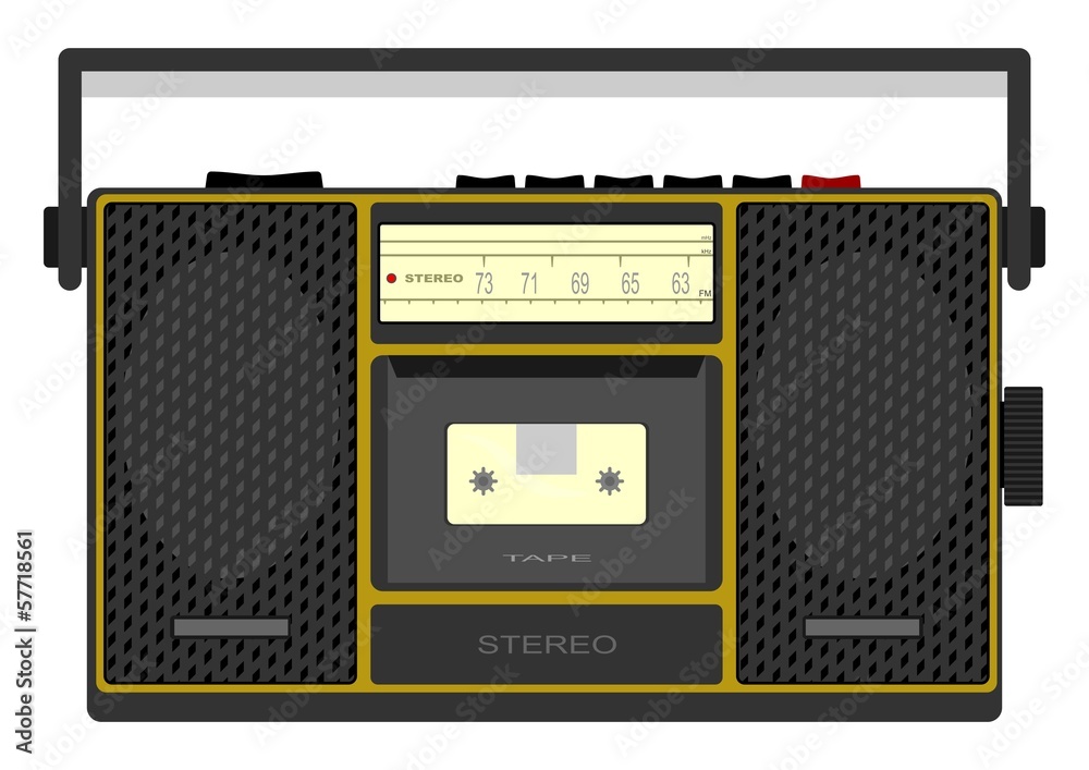 Retro stereo cassette player on a white background. Retro stereo cassette player on a white background.