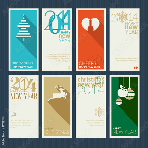 Set of Christmas and New Year greeting cards