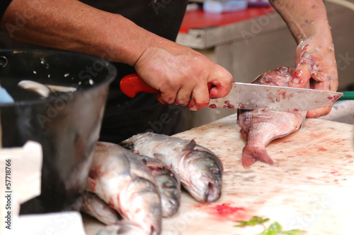 Seafood at Rialto fish market in Venice Italy