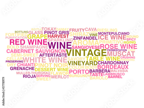 Types of wine. Word cloud concept