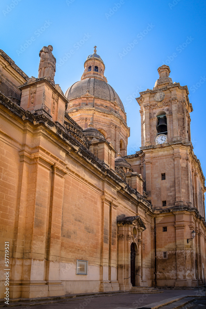 Side entrance of the Siggiewi church in Malta