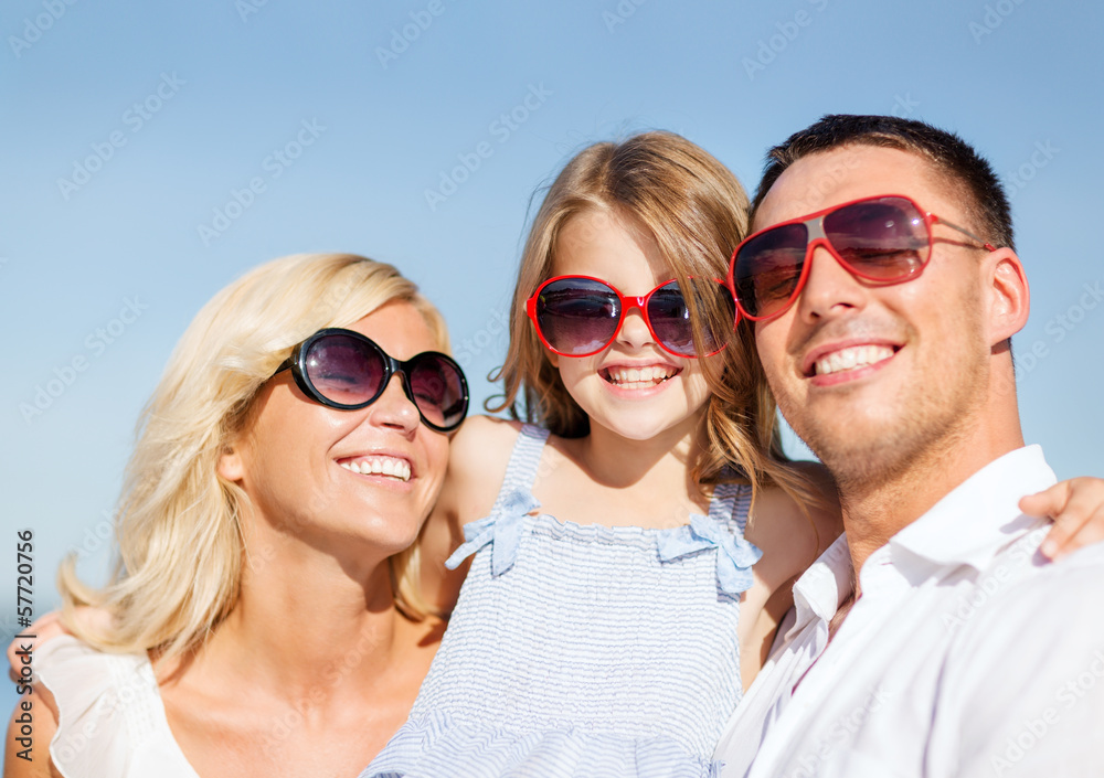 happy family with blue sky happy family with blue sky