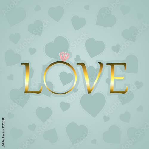 Love with gold ring. Vector illustration