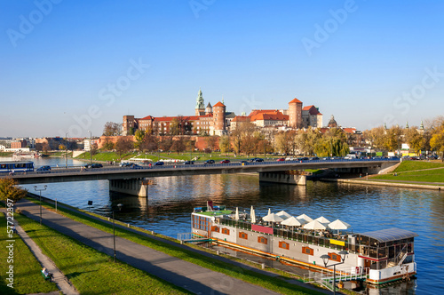 Krakow Panorama with Wawel Castle and Vistula River © kilhan