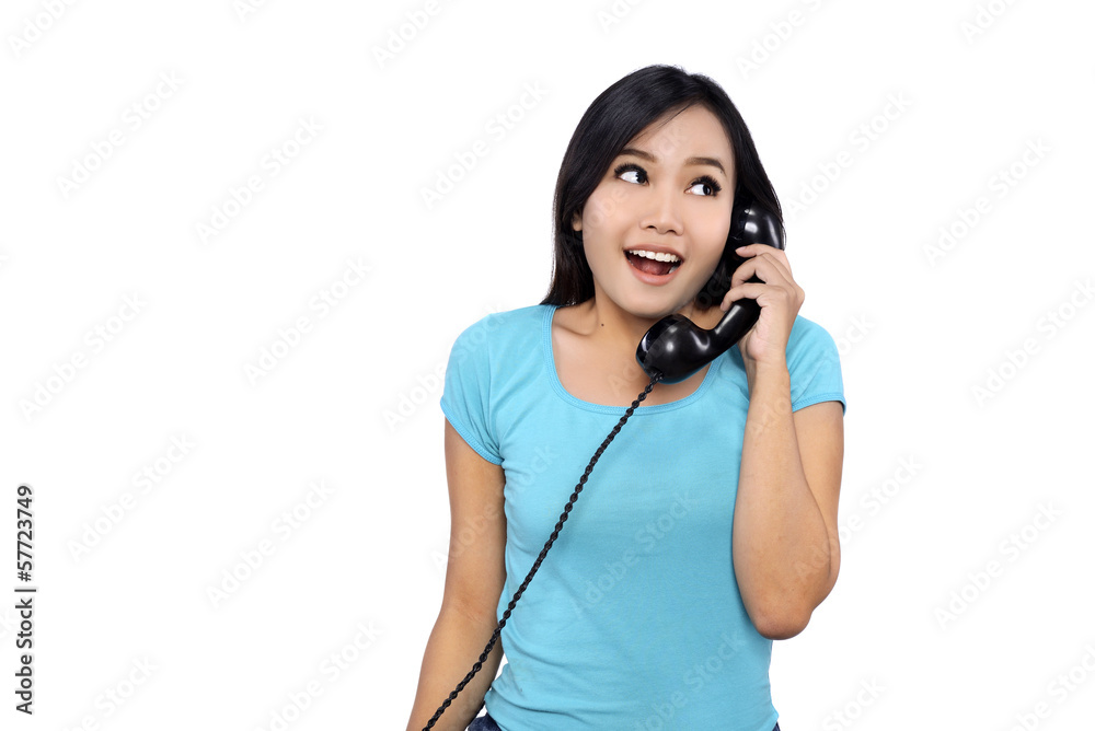 Attractive Young Adult Female Talking On Telephone Attractive Young Adult Female Talking On Telephone