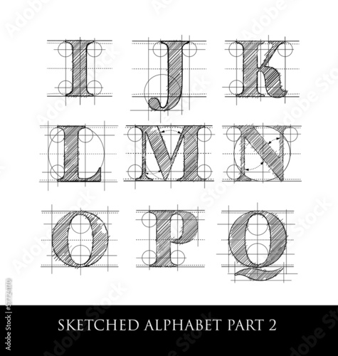 Vintage hand drawn alphabet photo