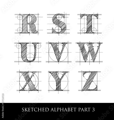 Vintage hand drawn alphabet