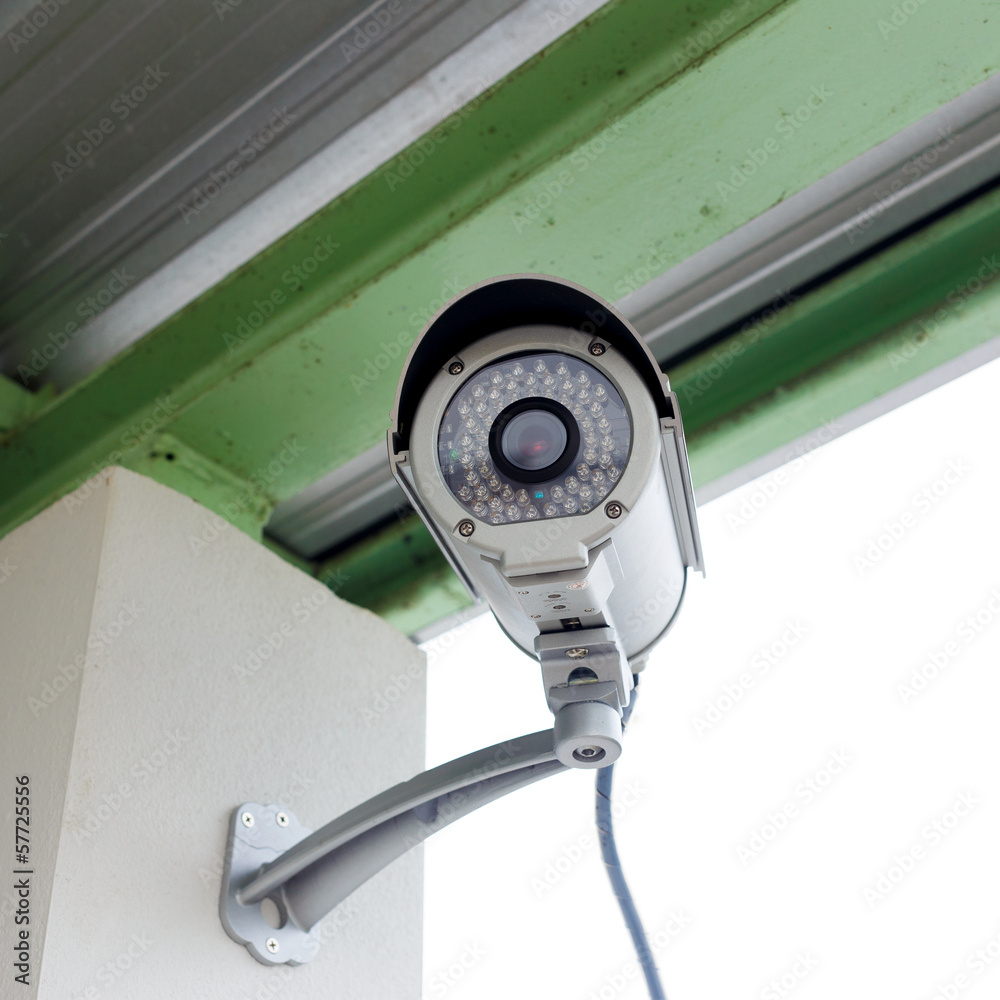 security camera cctv under roof in factory